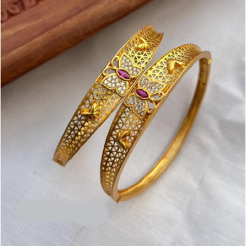 Elegant Fashion Bangles For High-End Style-SP Jewellery Gold Plated Austrian Stone Bangle Set