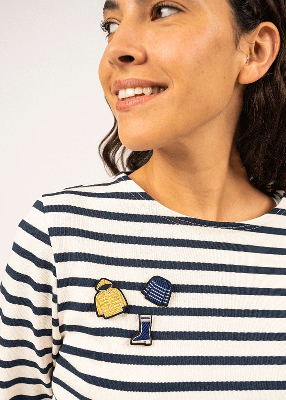 Brooch for Sweater-Sailor striped shirt embroidered brooch - SAINT JAMES x Macon & Lesquoy (BLEU/BLANC)