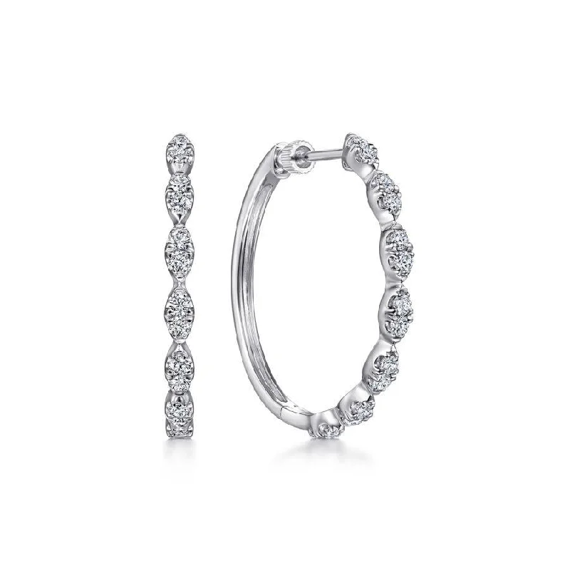 Chunky Silver Necklaces For Bold Look -Small Hoop Earrings-Gabriel & Co. - EG14206W45JJ - 14K White Gold 30MM Diamond Earrings