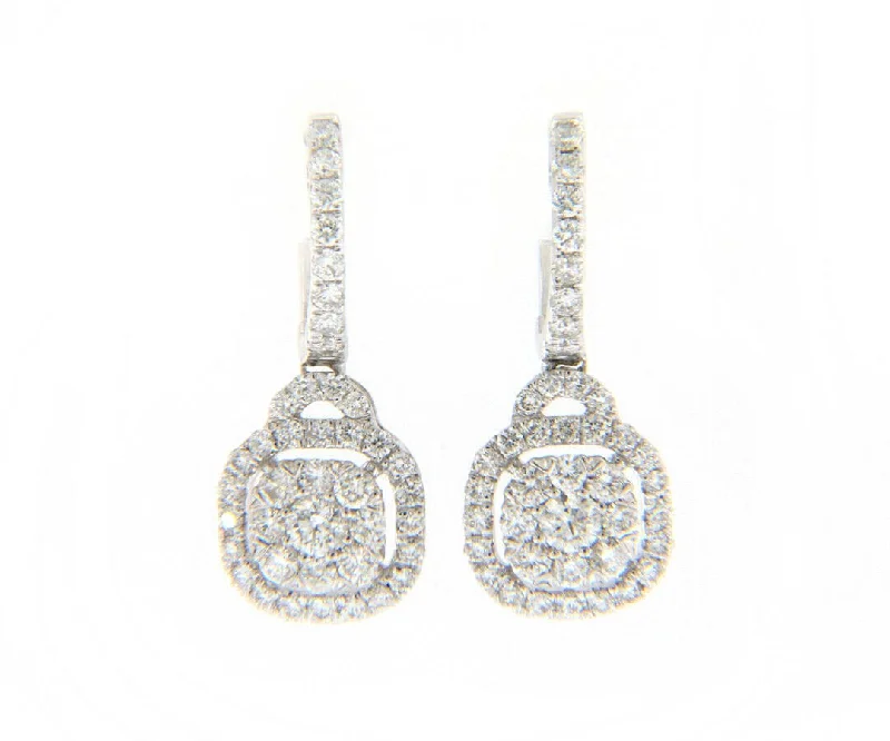 Adjustable Gold Necklaces For Comfort -Sparkling Drop Earrings-New 0.94ctw Diamond Cluster Frame Drop Earrings in 14K