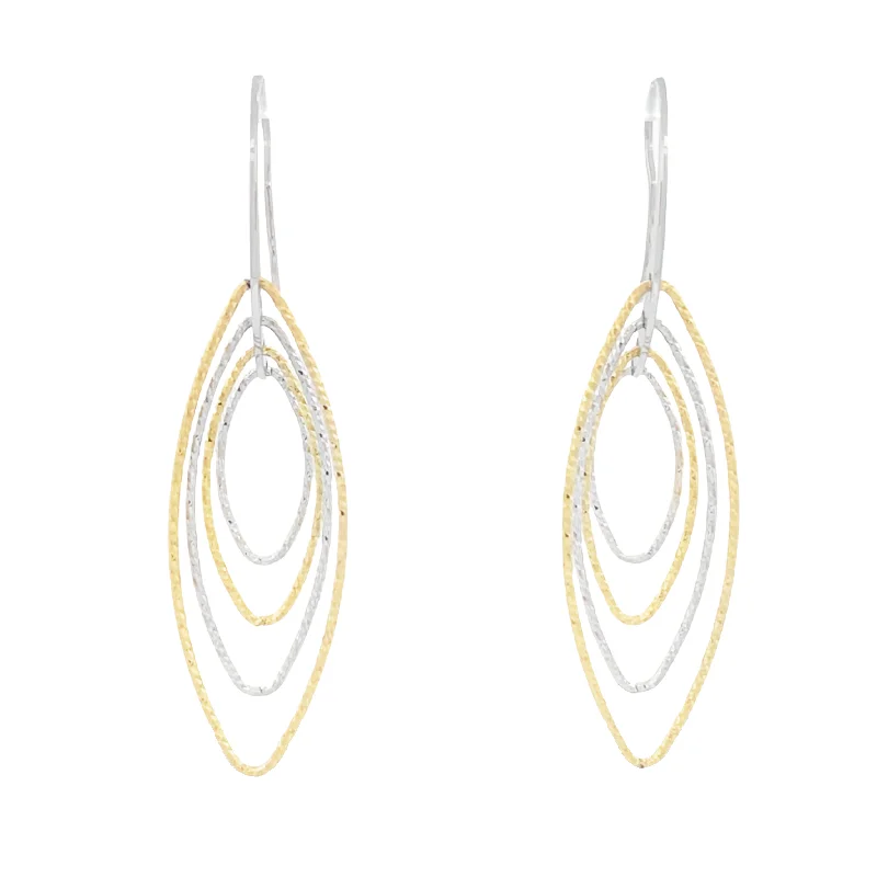 Elegant Birthstone Necklaces For Gifts -Clip On Hoop Earrings-Yellow & White Marquis Motion Earrings