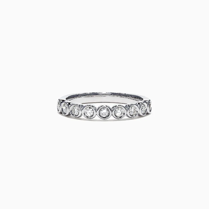 Simple Gold Wedding Bands-Pave Classica 14K White Gold Diamond Bezel Set Ring, 0.35 TCW