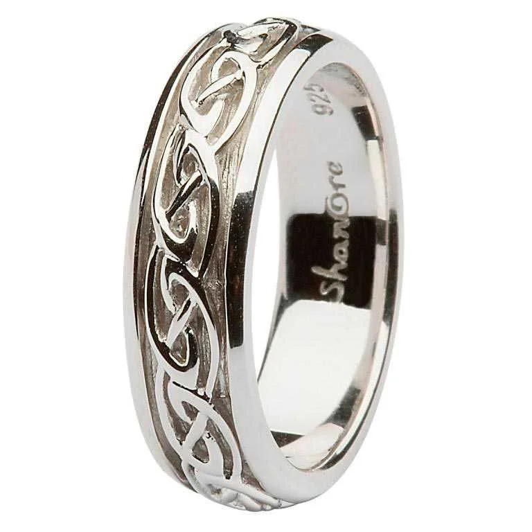 Women's Wedding Rings With Custom Stones-Ladies Silver Celtic knot Ring