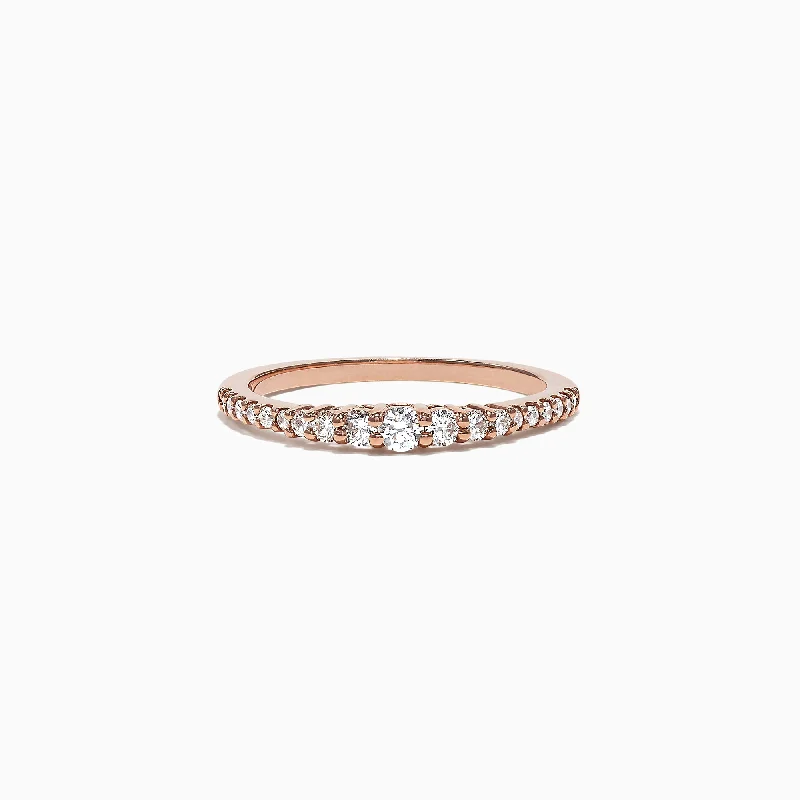 Elegant Wedding Bands For Her-Pave Classica 14K Rose Gold Diamond Band Ring, 0.31 TCW