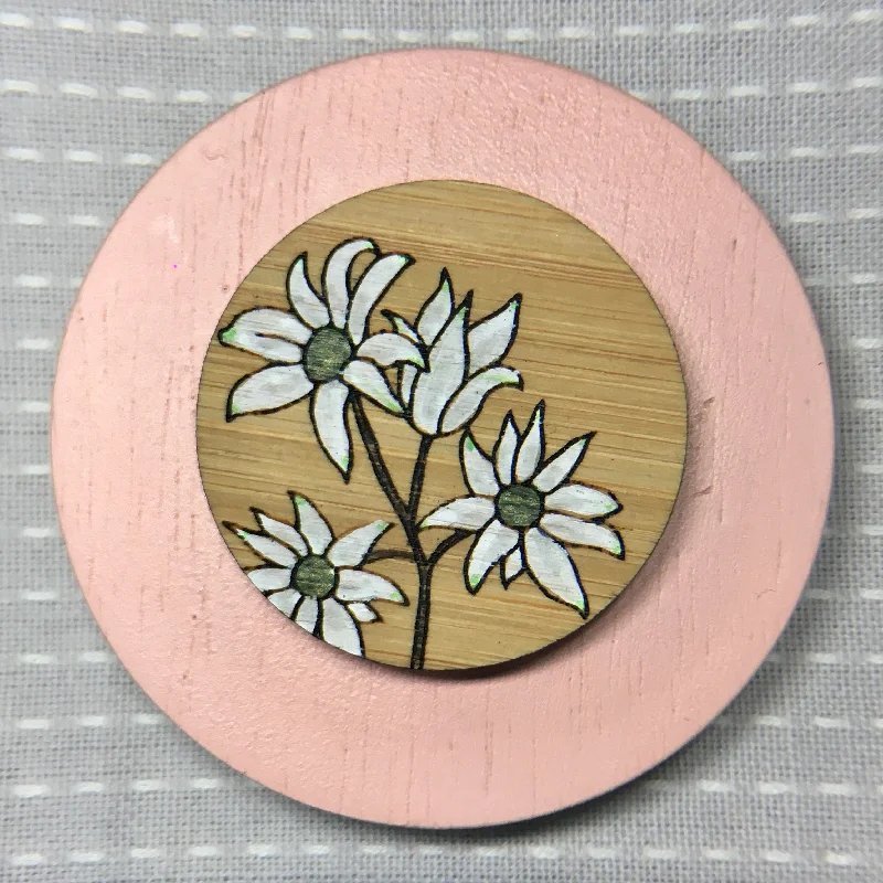 Customizable Gemstone Brooch-Floral Brooch - Flannel Flower