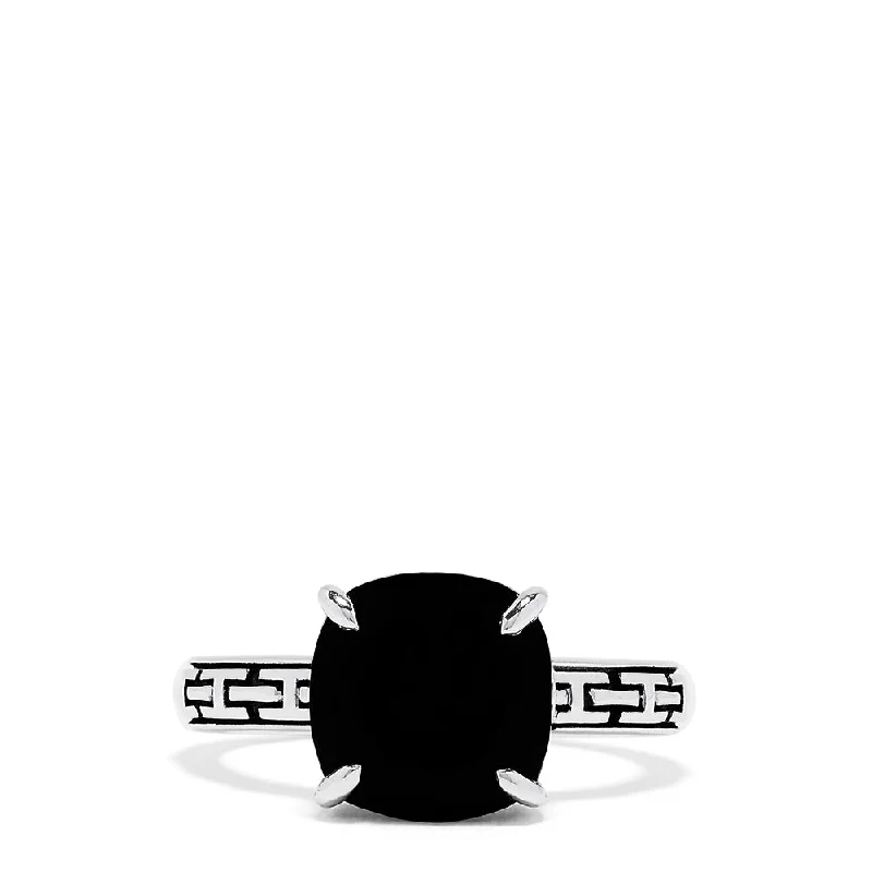 Unique Engagement Bands With Diamonds-925 Sterling Silver Onyx Ring, 3.30 TCW