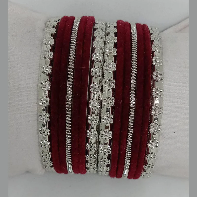 Simple Elegant Bangles For Classic Fashion-Shree Asha Bangles 14 Pieces in single bangle and Pack Of 12 Maroon Color bangles Set