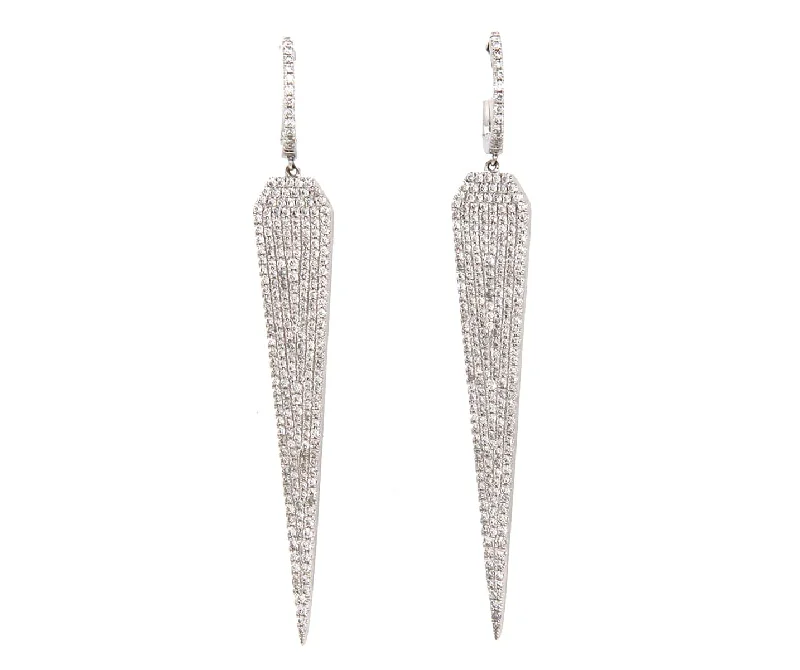 Simple Necklace For Everyday Fashion -Unique Silver Hoop Earrings-1.68ctw Pave Diamond Spike Dangle Earrings in 14K