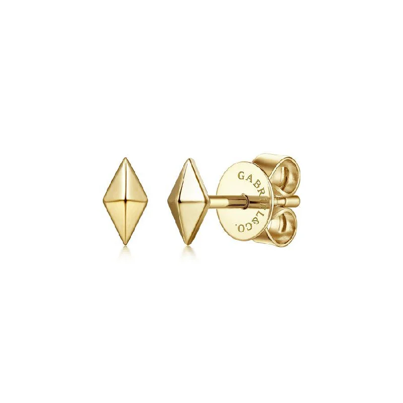 Rose Gold Necklaces For Birthdays -Animal Earrings-Gabriel & Co. - EG14003Y4JJJ - 14K Yellow Gold Pyramid Kite Shape Stud Earrings