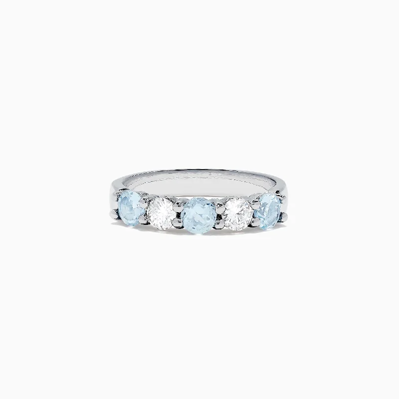 Unique Wedding Rings With Engraving-Aquarius 14K White Gold Aquamarine and Diamond Ring, 1.79 TCW