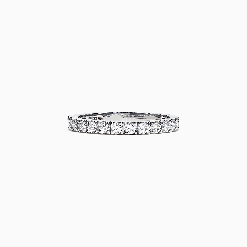 Women's Vintage Engagement Rings-Pave Classica 14K White Gold Diamond Band, 0.65 TCW