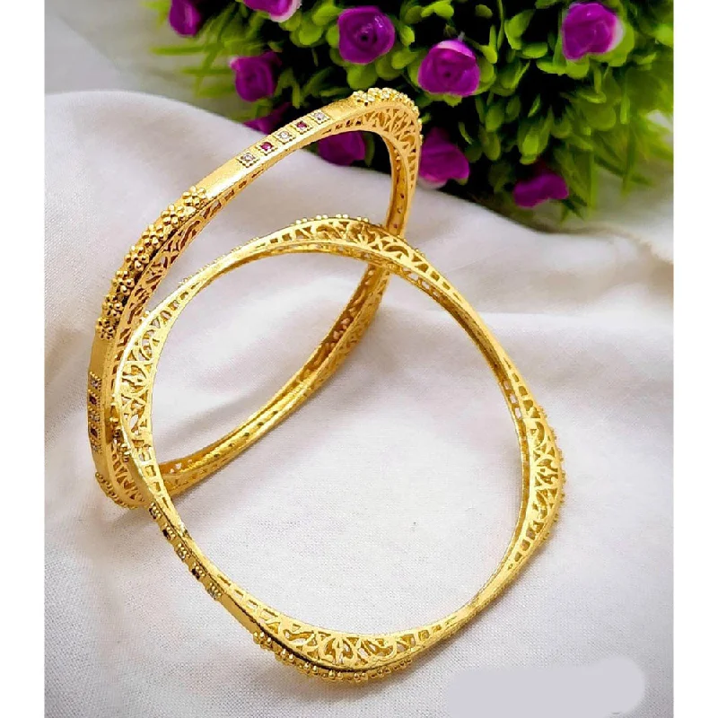 Simple Engraved Bangles For Personal Touch-SP Jewellery Gold Plated Austrian Stone Bangle Set