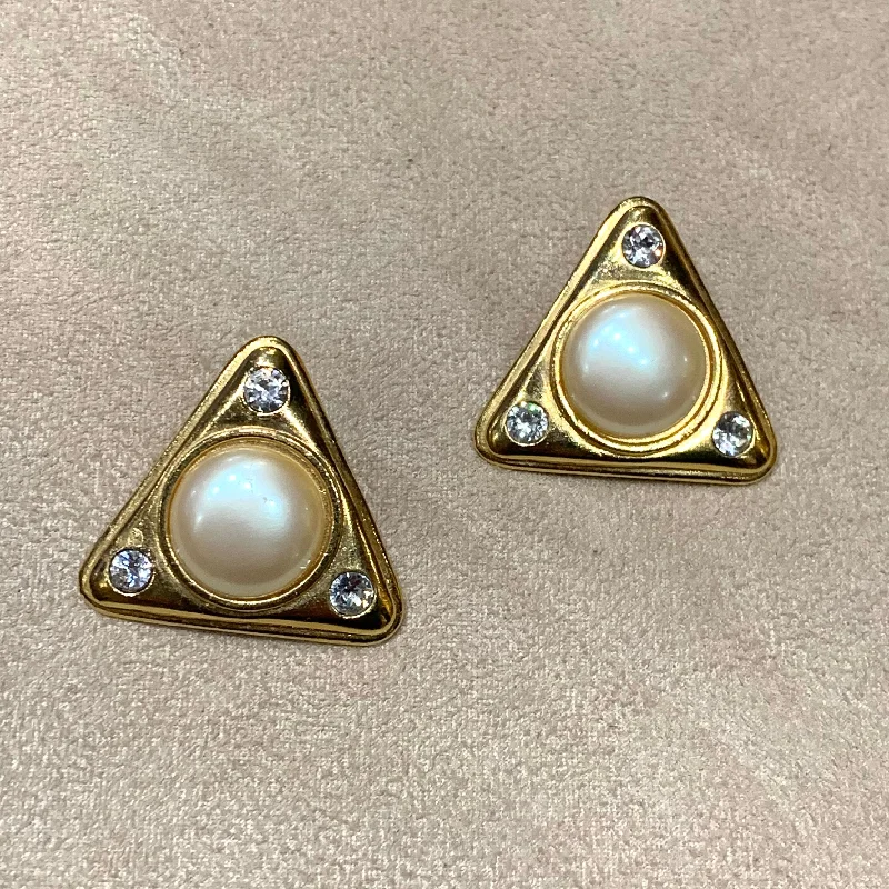 Necklaces With Meaning For Special Occasions -Handcrafted Gold Earrings-Yves Saint Laurent Pearl Triangle vintage clip on earrings