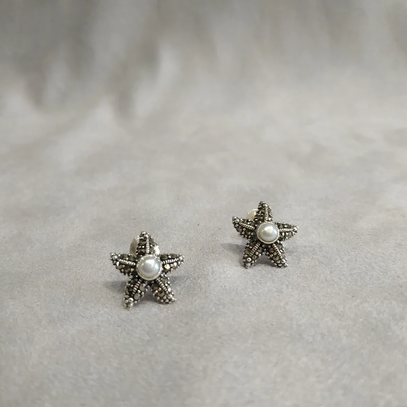 Colorful Crystal Necklaces For Women -Tiny Earrings-Silver Pearl Starfish Earrings