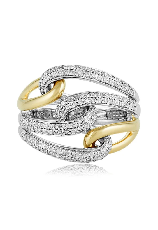 Engagement Rings With Heart Shaped Diamonds-Duo 14K Yellow and White Gold Diamond Ring, 0.55 TCW