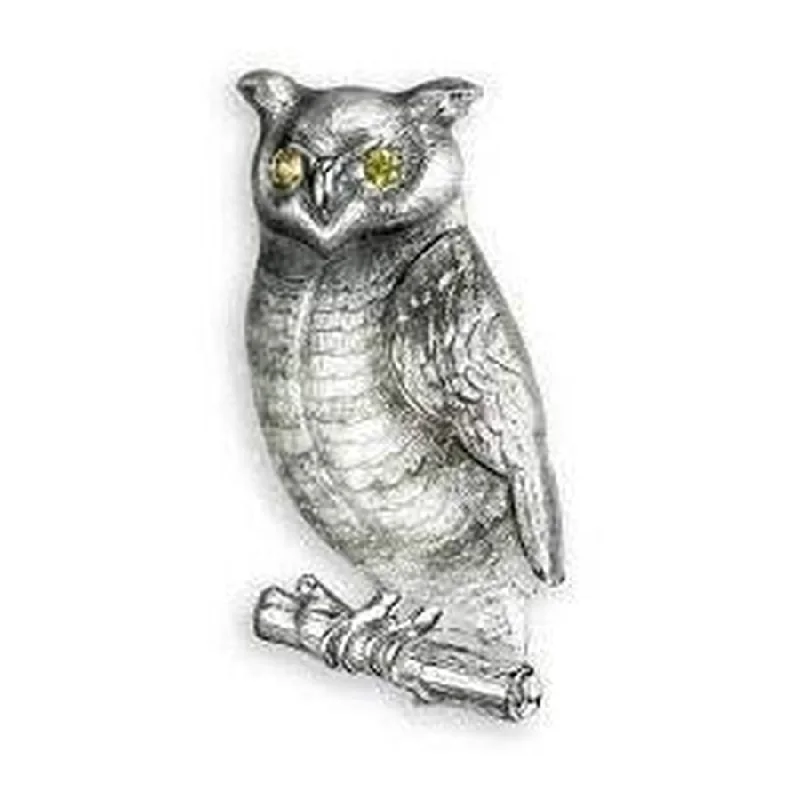 Star Brooch-Silver Yellow Sapphire Set Owl Brooch