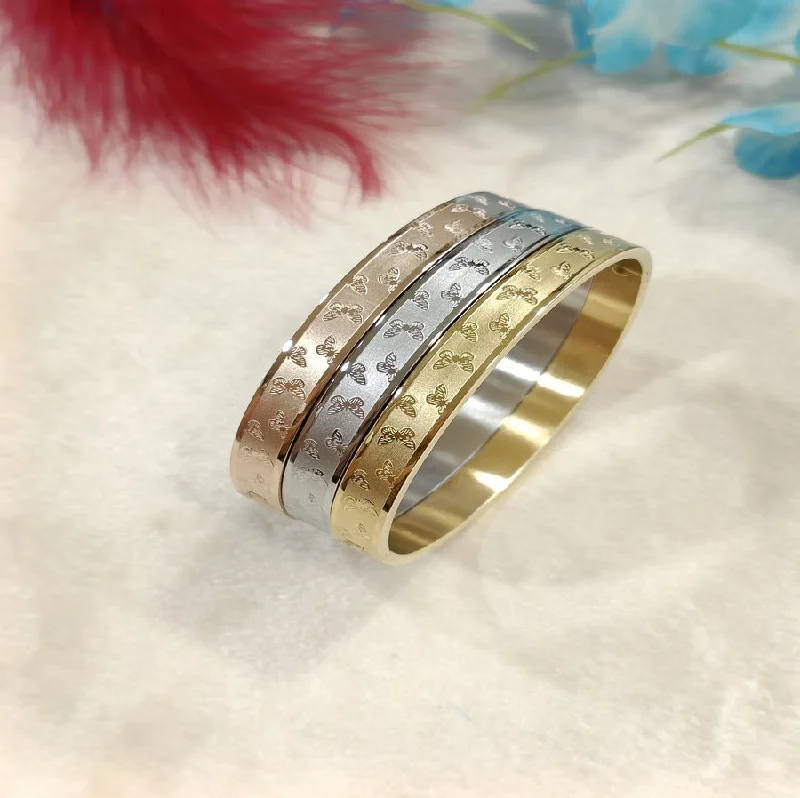 Luxury Crystal Bangles For Special Occasions-Tarohi Jewels Set of Three Stainless Steel Unisex Kada- STKD 4135