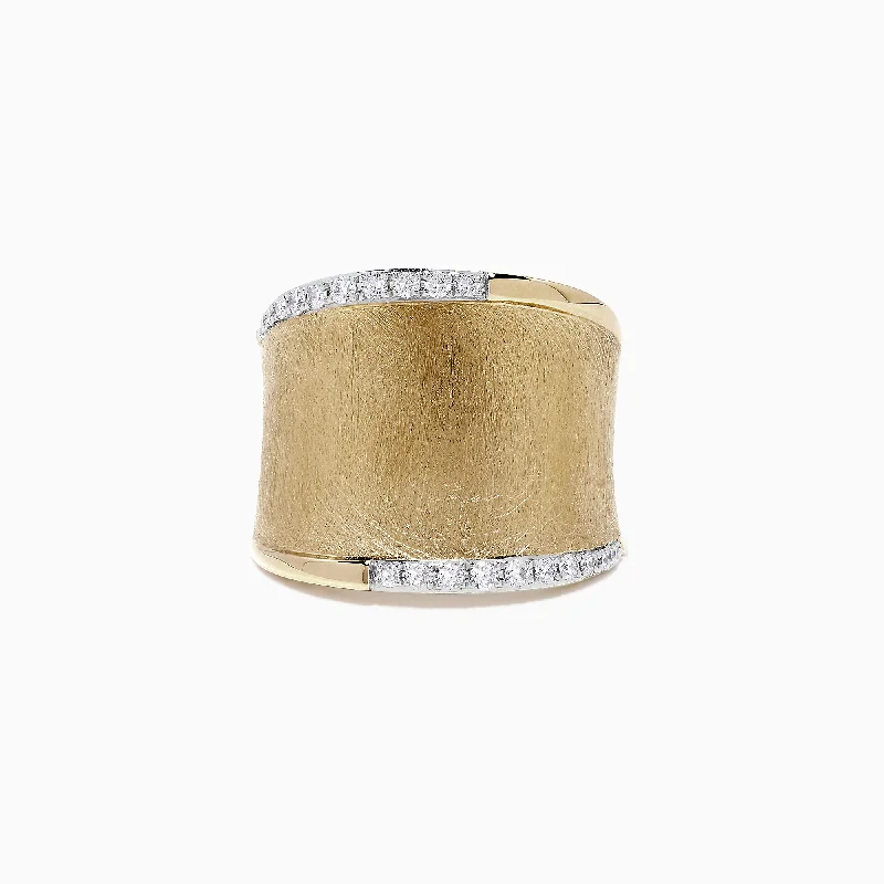 Classic Wedding Bands With Gold-D'Oro 14K Yellow Gold Diamond Accented Ring, 0.27 TCW