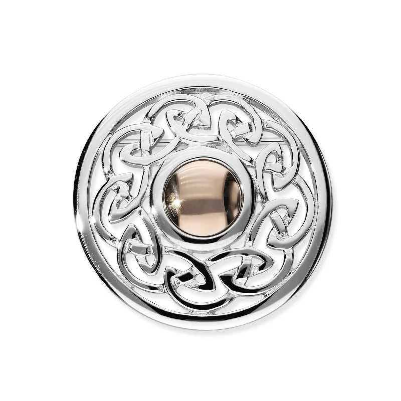 Pin Brooch for Scarf-Cuillin Silver/9ct Rose Gold Brooch B494