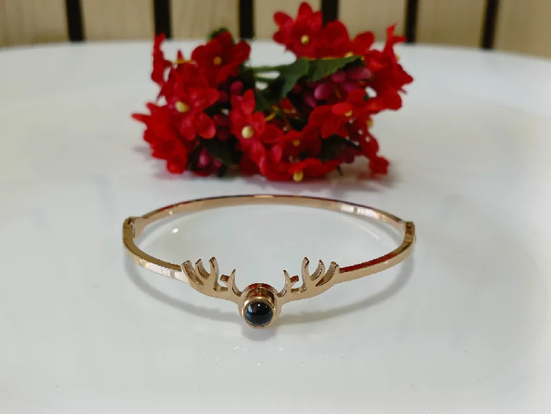 Classic Bangles For Timeless Fashion-Tarohi Jewels Stainless Steel Rosegold Plated Deer Antler Kada- STKD 3050