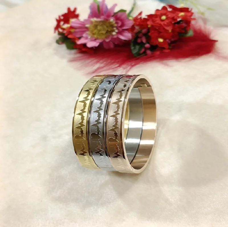 Marble Design Bangles For Stylish Look-Tarohi Jewels Set of Three Stainless Steel Unisex Kada- STKD 4136