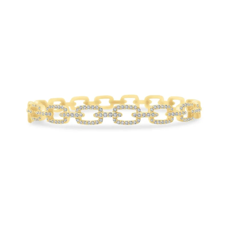 Gold Plated Bracelets For Men-Diamond Link Bangle