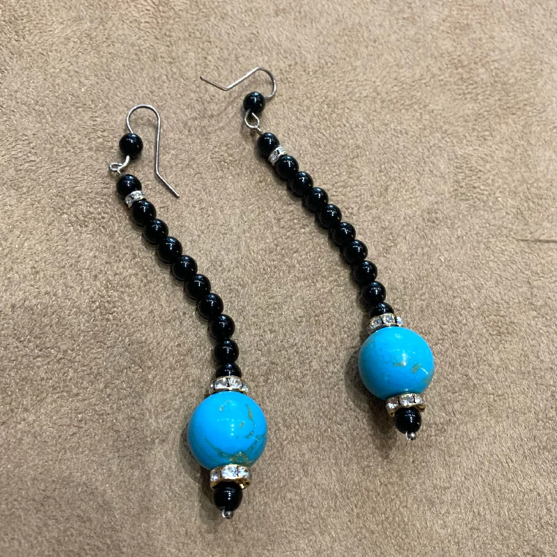 Heart-Shaped Necklaces For Loved Ones -Circular Earrings-Turquoise ball drop earrings