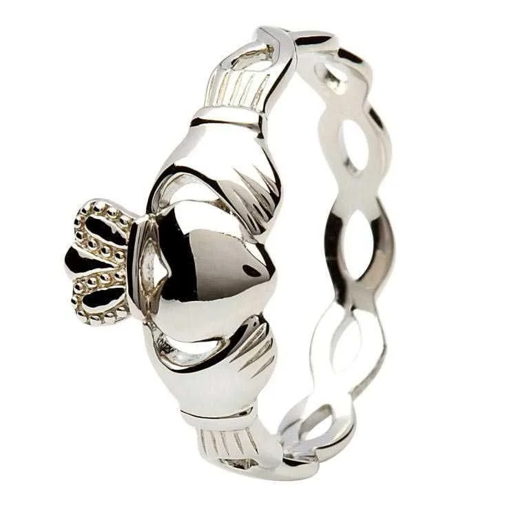 Vintage Wedding Bands With Custom Cut-Claddagh intertwining Ring