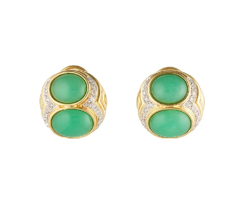 Beaded Necklaces For Bohemian Style -Bold Hoop Earrings-Jade and 0.50ctw Diamond Accent Double Stone Earrings in 18K