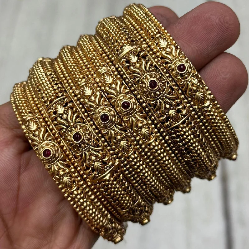 Stackable Silver Bangles For Versatile Look-Sona Creation Gold Plated Pota Stone Bangle Set