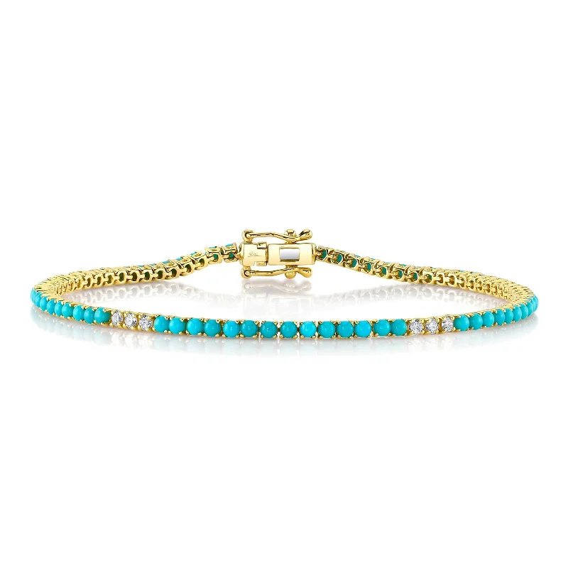 Chakra Healing Bracelets-Composite Turquoise Bracelet with Diamonds