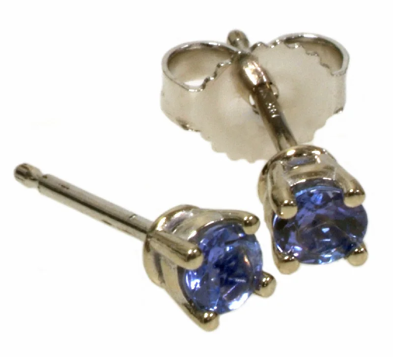 Cute Necklaces For Girls -Diamond Earrings-3MM Tanzanite Stud Earrings in 14K White Gold