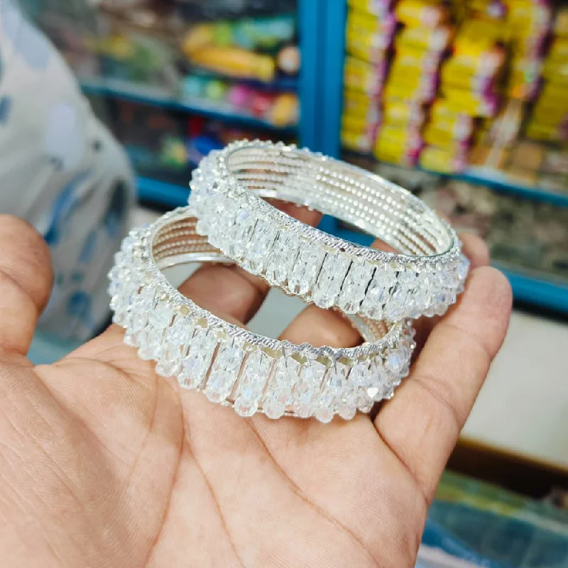 Eco-Friendly Bangles For Sustainable Fashion-Pooja Bangles Silver Plated Pearls Bangles Set