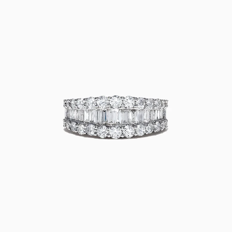 Unique Gold Engagement Rings-Classique 14K White Gold Diamond Band Ring, 1.55 TCW