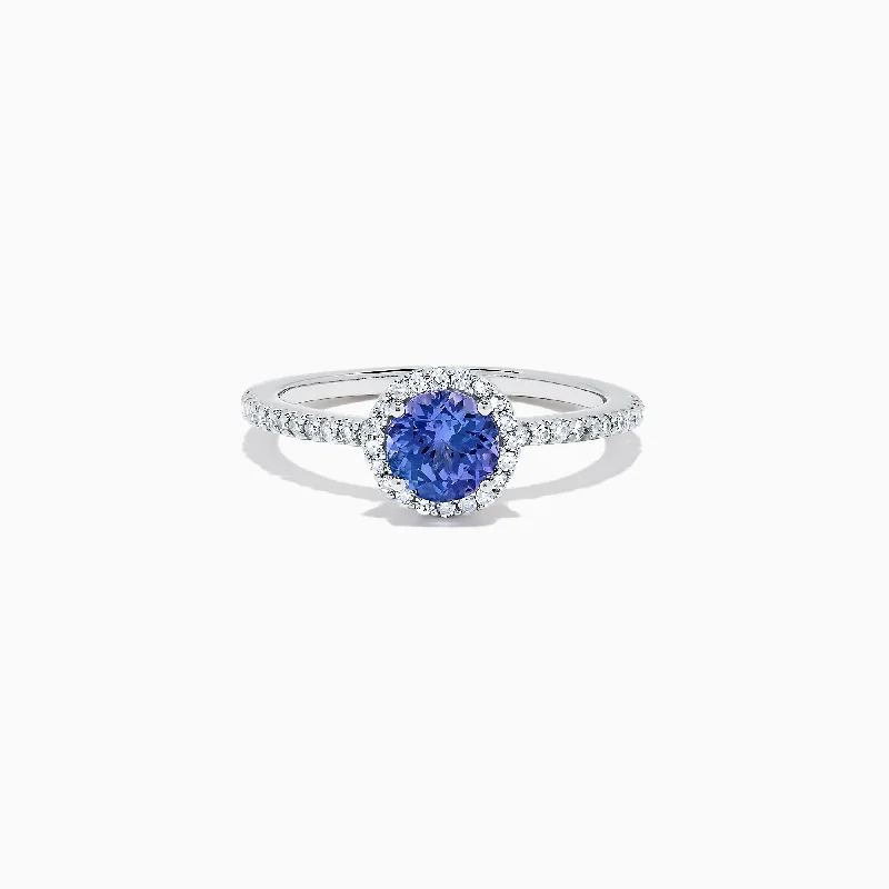 Luxury Engagement Rings With Rubies-Nahla Siri 14K White Gold Tanzanite and Diamond Ring, 1.08 TCW