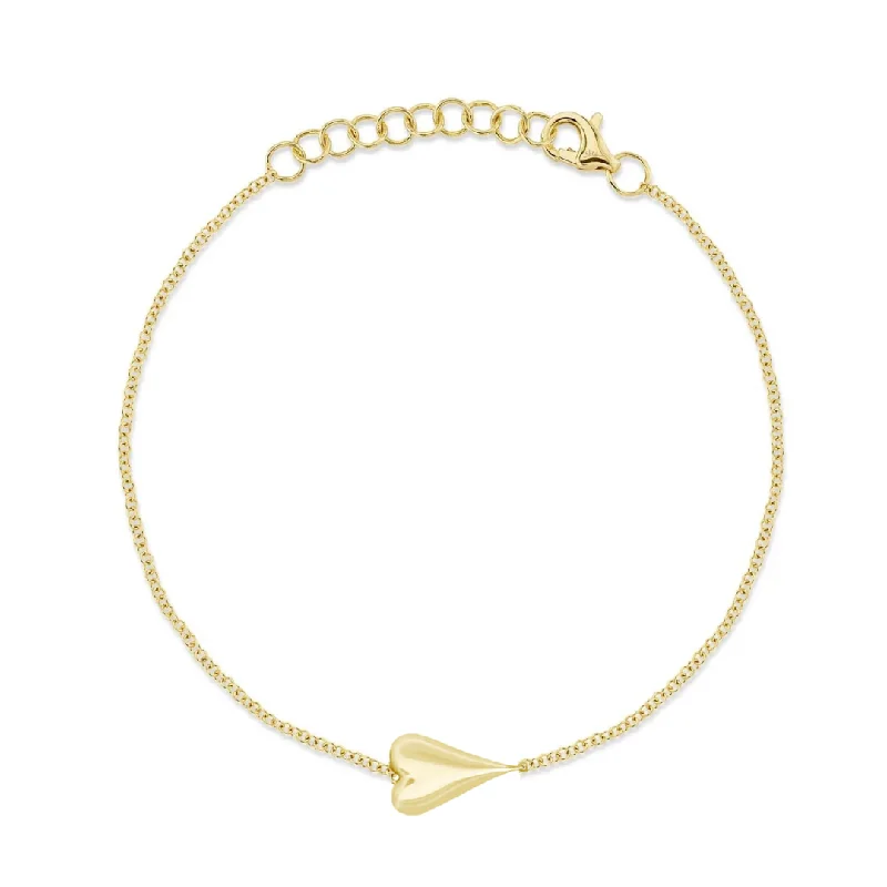 Elegant Gold Bangles-Gold Puffy Heart Bracelet