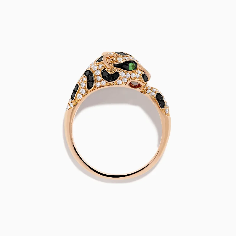 Custom Engagement Bands With Gold-Signature 14K Rose Gold Diamond and Garnet Panther Ring, 0.56 TCW