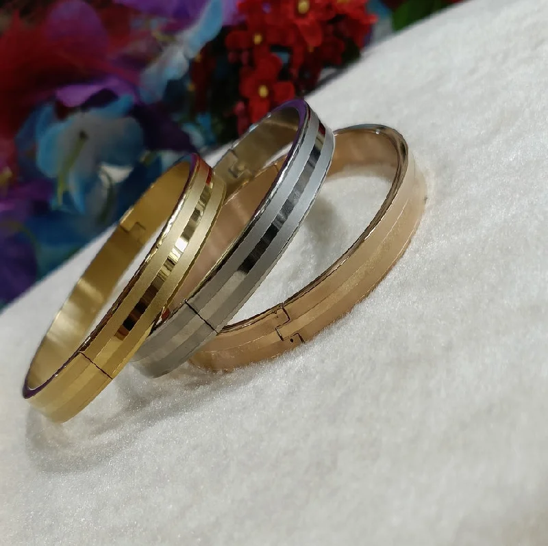 Unique Handcrafted Bangles For Art Lovers-Tarohi Jewels Set of Three Stainless Steel Unisex Kada- STKD 4154