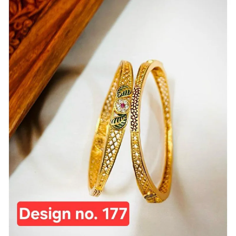 Gold Studded Bangles For Elegant Fashion-SP Jewellery Gold Plated Austrian Stone Bangle Set