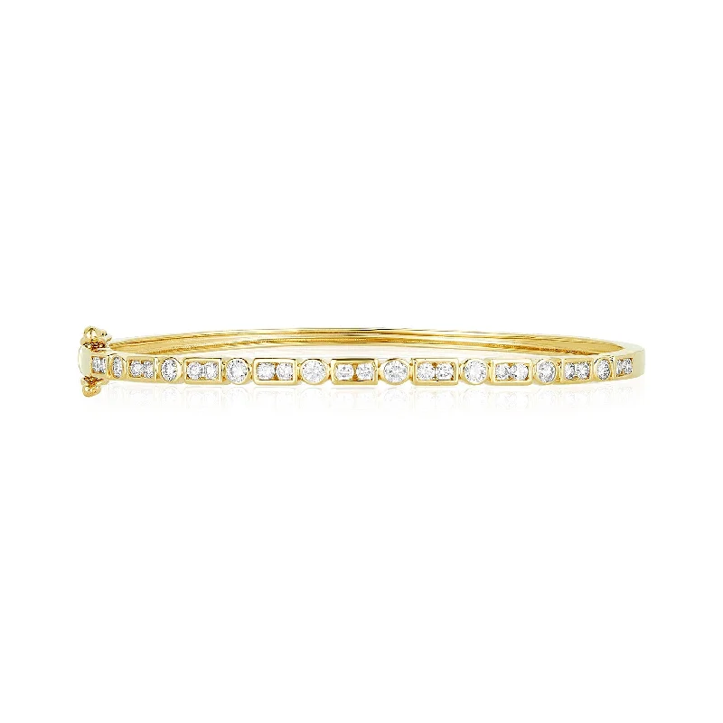 Gold Cuff Bracelets-Diamond Art Deco Bangle