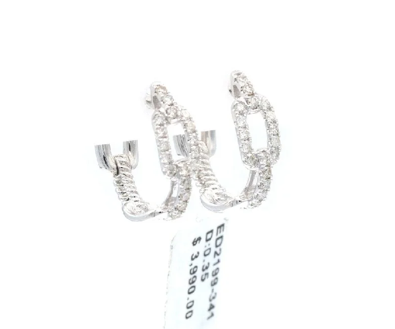 Charm Necklaces For Women’s Fashion -Two Tone Earrings-New 0.35ctw Pave Diamond Link Huggie Hoop Earrings in 14K