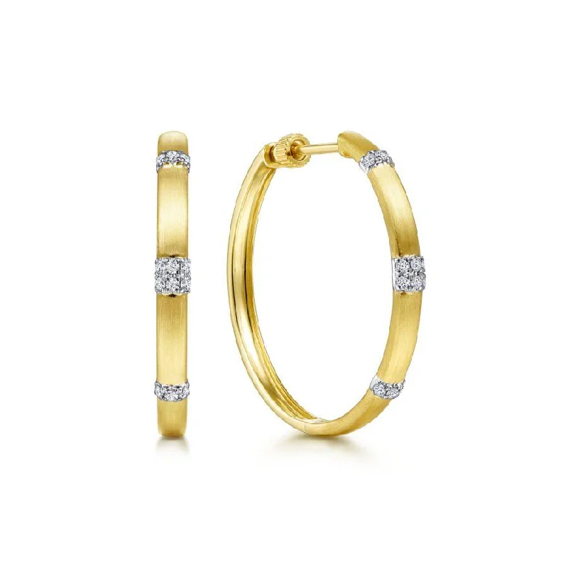 Unique Beaded Necklaces For Women -Chunky Hoop Earrings-Gabriel & Co. - EG14068M45JJ - 14K White-Yellow Gold 30MM Classic Diamond Hoop Earrings