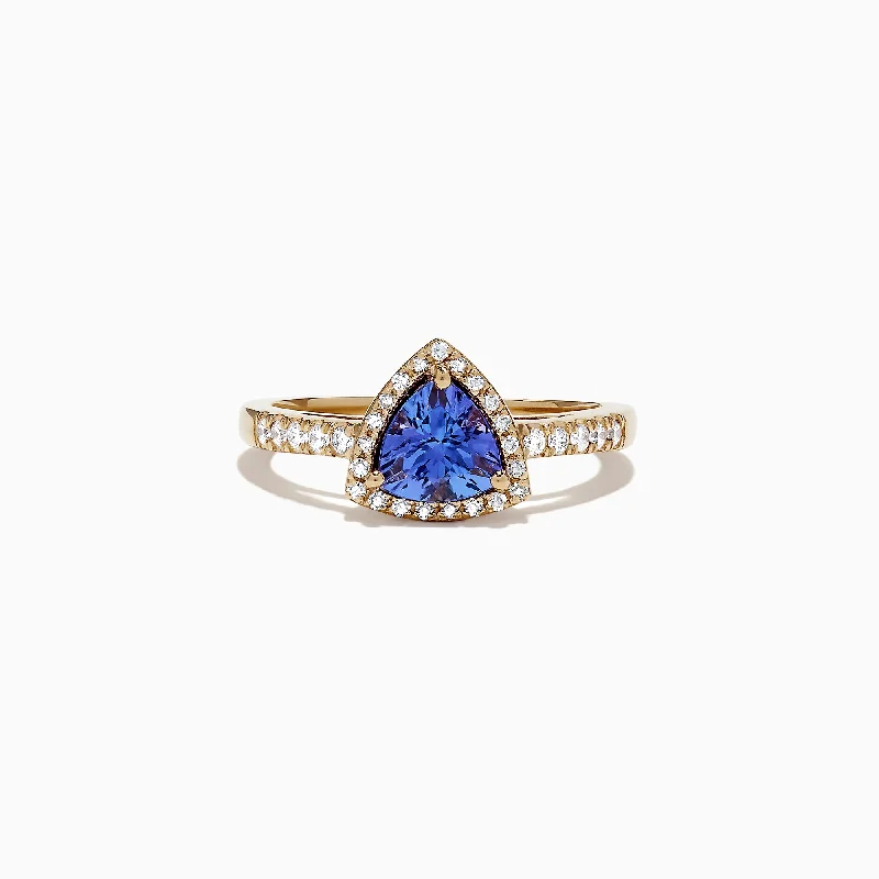 Personalized Engagement Rings For Women With Stones-Nahla Siri 14K Yellow Gold Tanzanite and Diamond Ring, 0.96 TCW