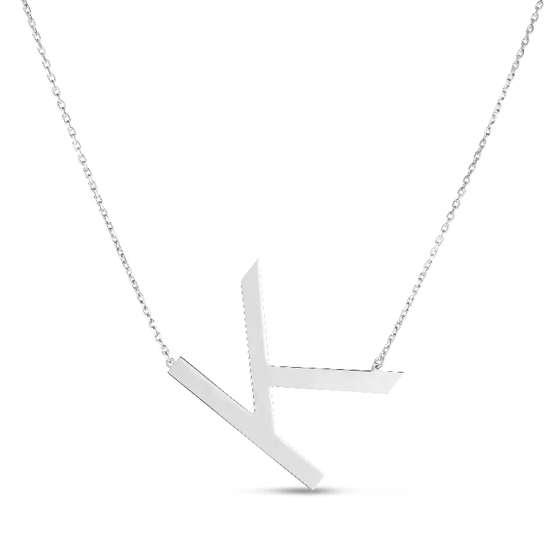 Handcrafted Necklaces For Unique Gifts -Silver K Letter Necklace