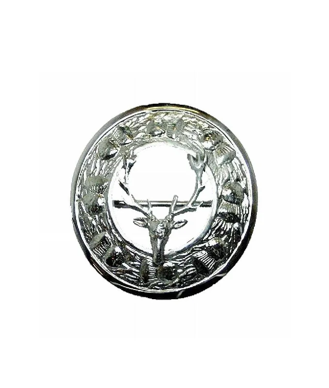 Classic Vintage Brooch-Thistle Design, Stag Centre Plaid Brooch