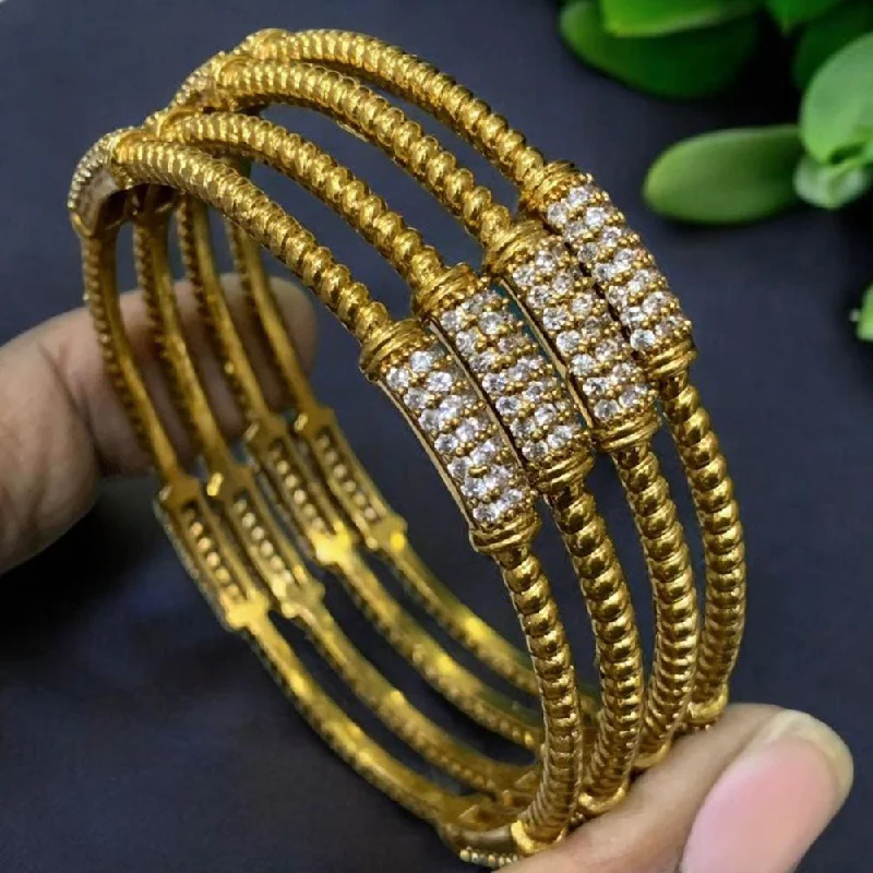 Elegant Multi-Strand Bangles For Extra Glam-Sona Creation Gold Plated Pota Stone Bangle Set