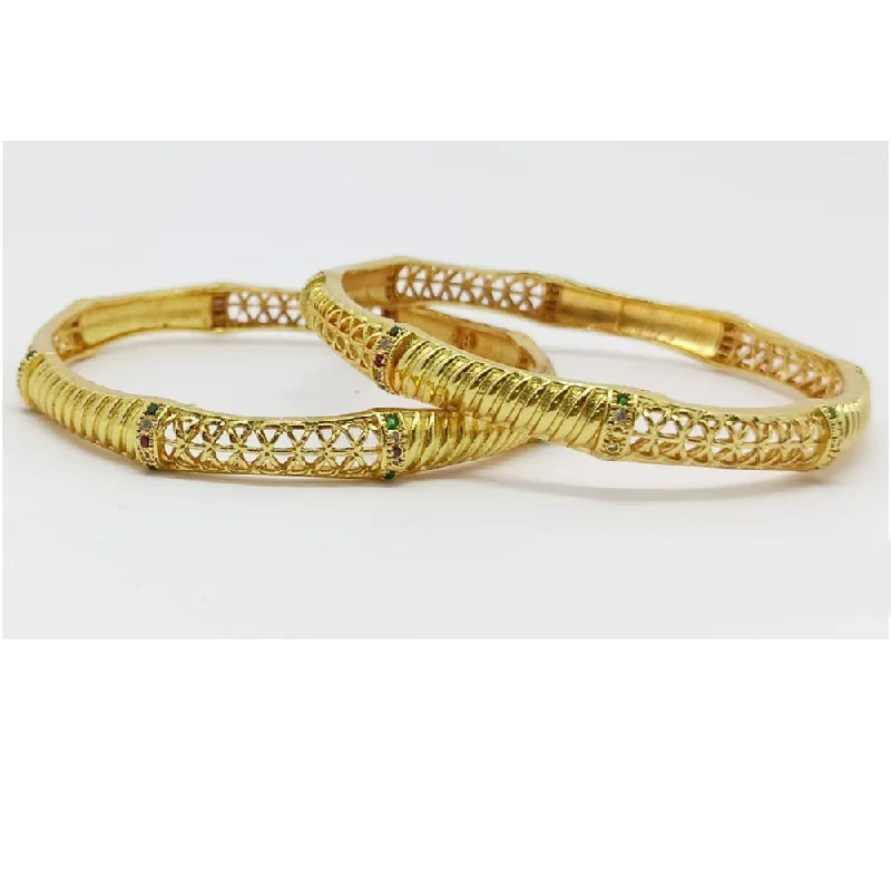 Antique Copper Bangles For Classic Look-SP Jewellery Gold Plated Austrian Stone Bangle Set