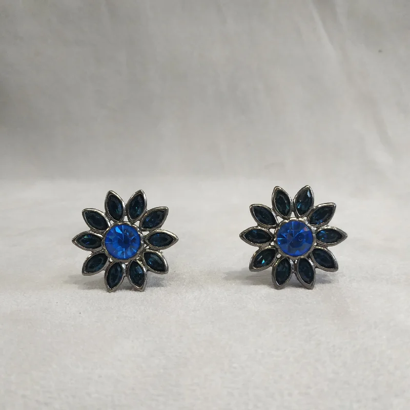 Gold-plated Necklaces For Stylish Women -Rainbow Stud Earrings-Vintage Yves Saint Laurent Earrings Silver and Blue Flower Earrings