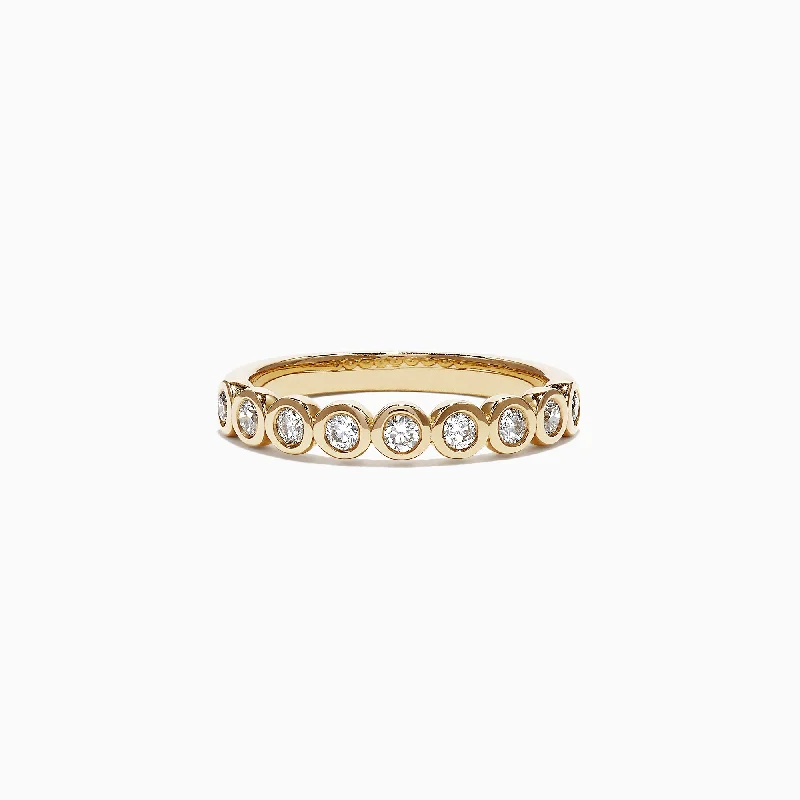 Yellow Gold Wedding Bands With Diamonds-Pave Classica 14K Yellow Gold Bezel Set Diamond Band, 0.35 TCW