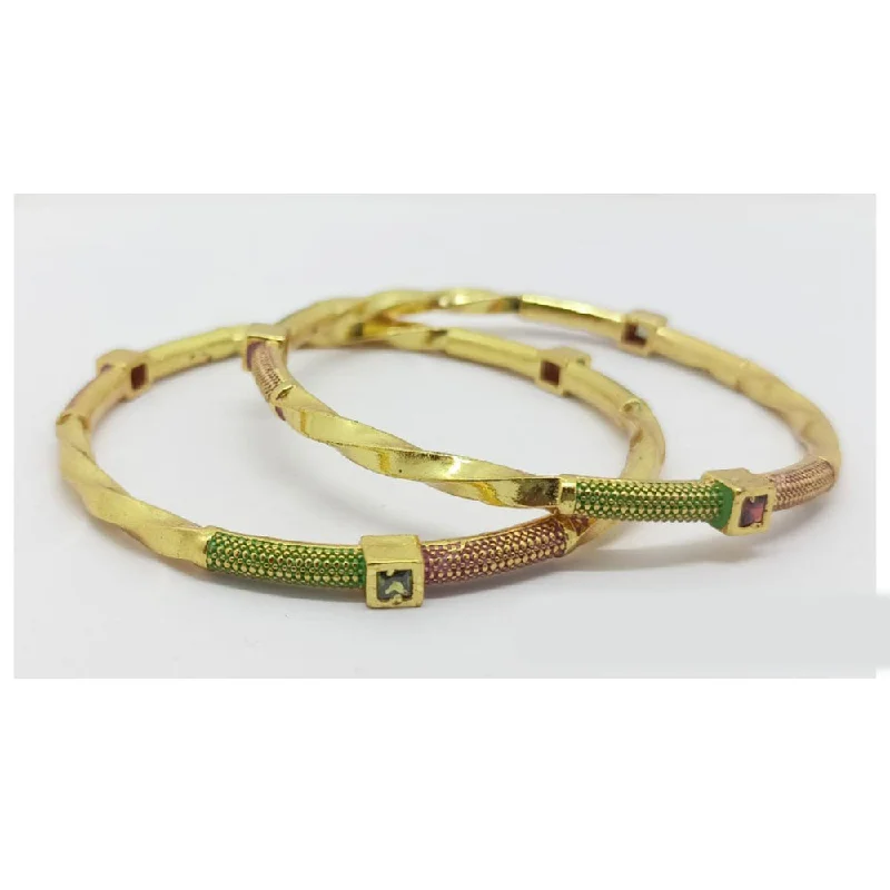 Custom Sterling Silver Bangles For Unique Gift-SP Jewellery Gold Plated Pota Stone Bangle Set